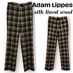 Adam Lippes Black and Cream Plaid Trousers